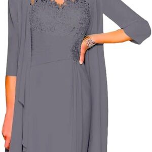 Pewter gray mother of bride dress